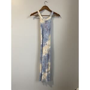 Young Fabulous and Broke Blue Tie Dye Criss Cross Back Midi Dress Cream Lounge S